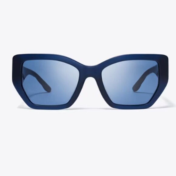 NWT! NEW! Tory Burch Kira Oversized Geometric Sunglasses -Tran Navy /Dark Blue main image 5